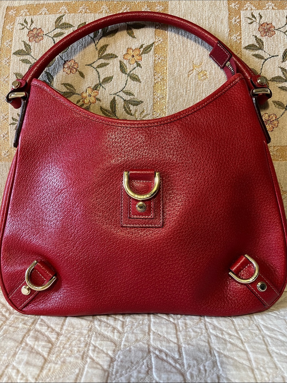 Gucci Red Leather Shoulder Bag with Gold Hardware